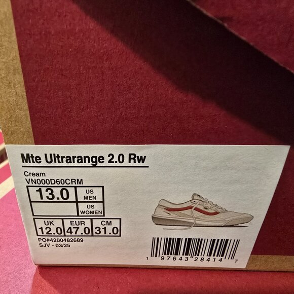 Vans Mte Ultrarange 2.0 Shoes VN000D60CRM Cream Mens Size 13 NEW SKATEBOARDING - Picture 10 of 16